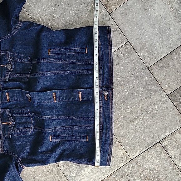 Old Navy Dark Wash Denim Trucker Jacket Women's Sz L - Picture 8 of 9